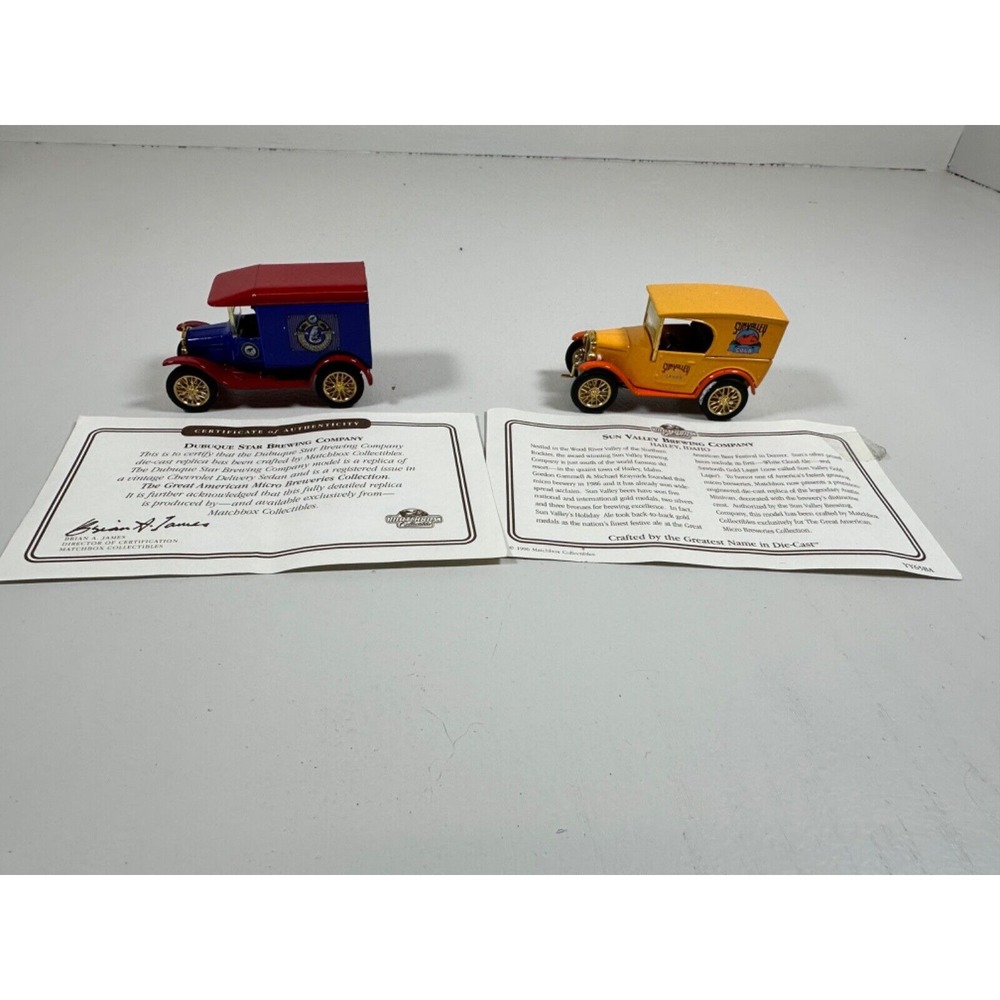 NOS 1996 Matchbox Featuring Great American Micro Breweries Die Cast Cars w/COA